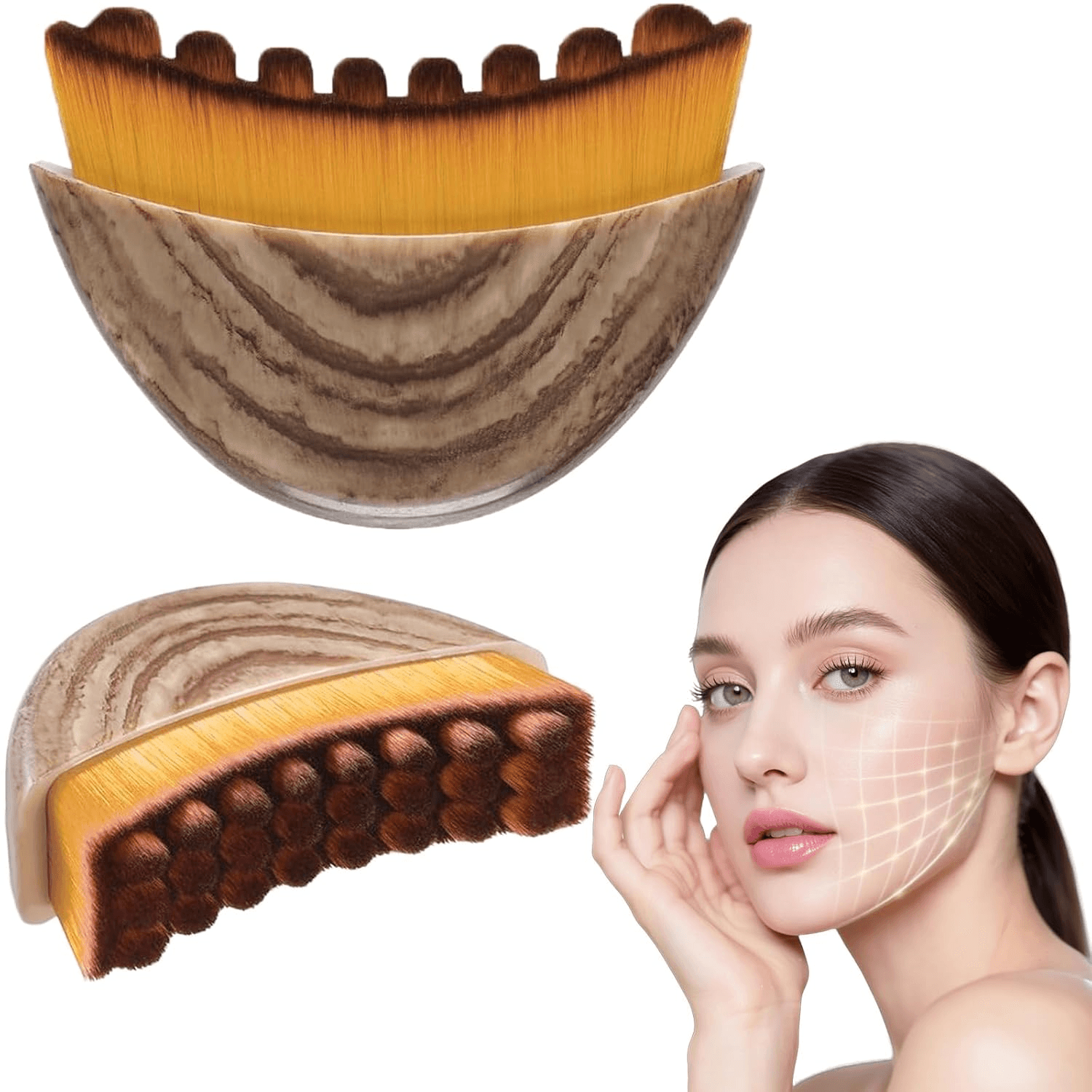 Escova Facial Ergonômica Suave para Drenagem Linfática – Ferramenta de Limpeza Modeladora e Lifting para Contorno Facial