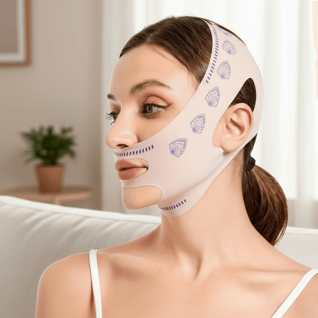 1 peça faixa de afinamento facial com máscara de levantamento de queixo, cinto de beleza em V com suporte elástico e