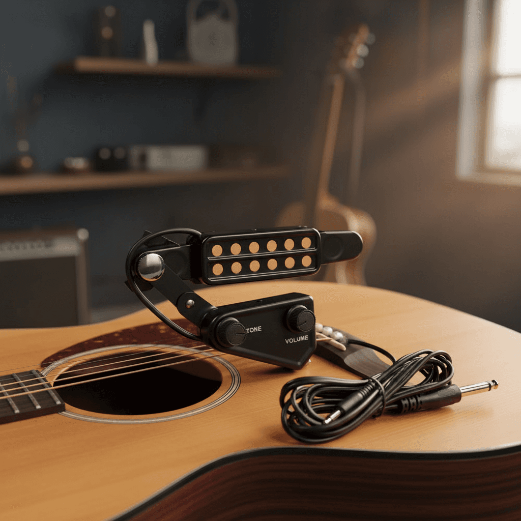 Miwayer P-011 Captador Magnético para Violão Acústico, Transdutor de Escopeta de 12 Furos com Controle de Tom e Volume,
