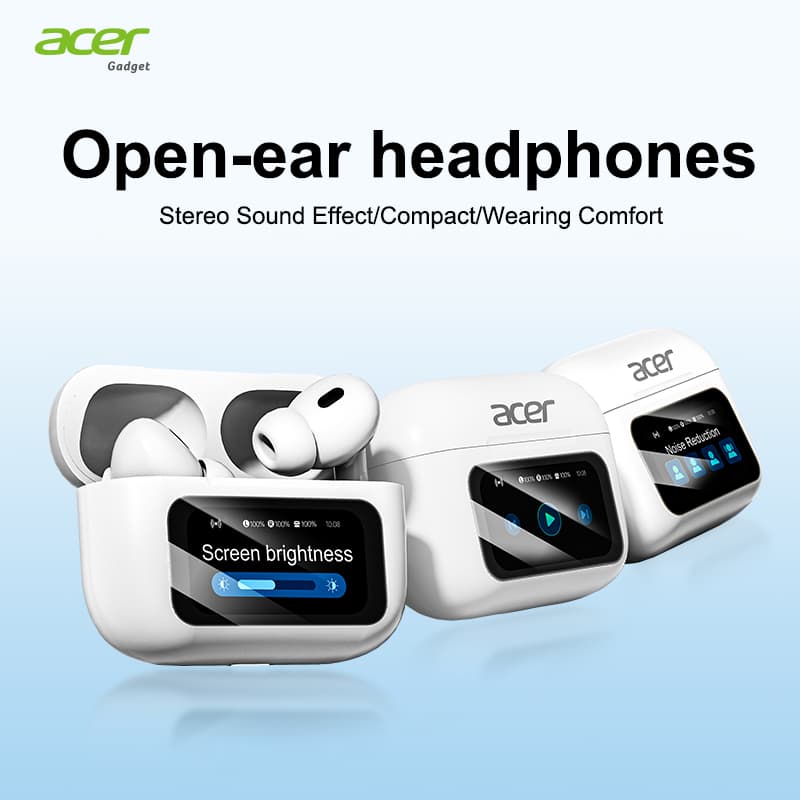 Fones de ouvido Acer OHR802 tipo C, sem fio, fone de ouvido Bluetooth com microfone, fone de ouvido com dois microfones