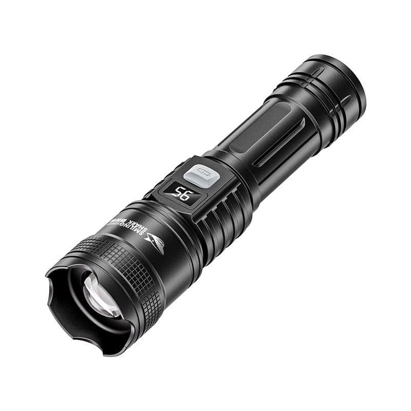 Lanterna Zoomable De Longo Alcance Com Display De Bateria , Luz Externa Portátil De Alta Potência
