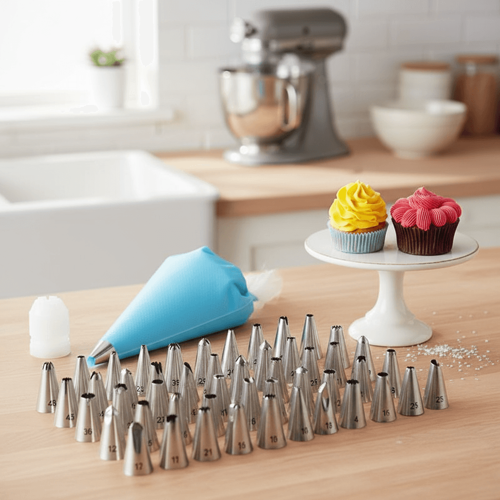 Conjunto de 26/50 peças de decoração de bolo de silicone para puffs de feijão e ferramentas de confeitaria para bolo de