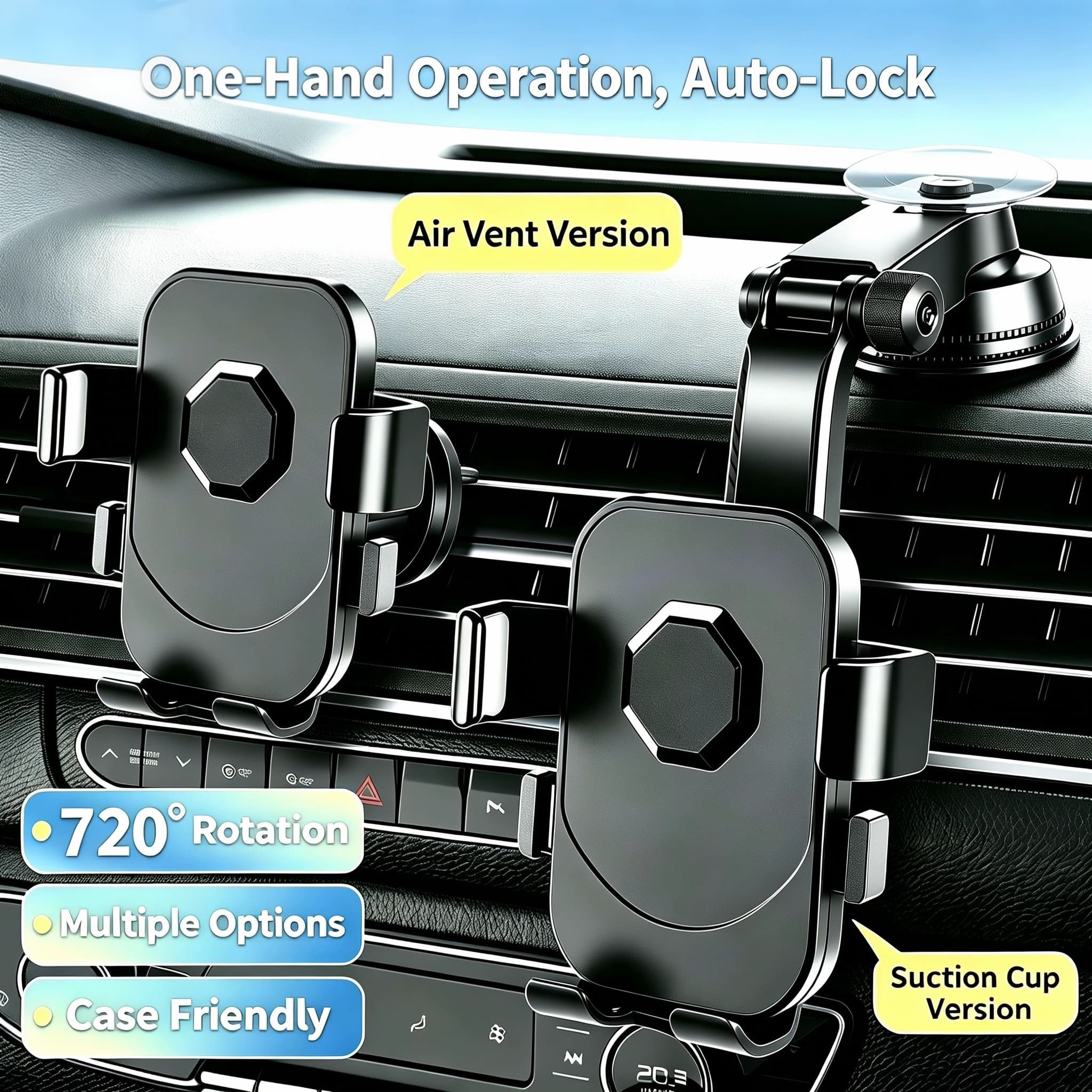Suporte Universal para Celular para Carro Saída de Ar e Suporte para Celular com Ventosa de Silicone Suporte para