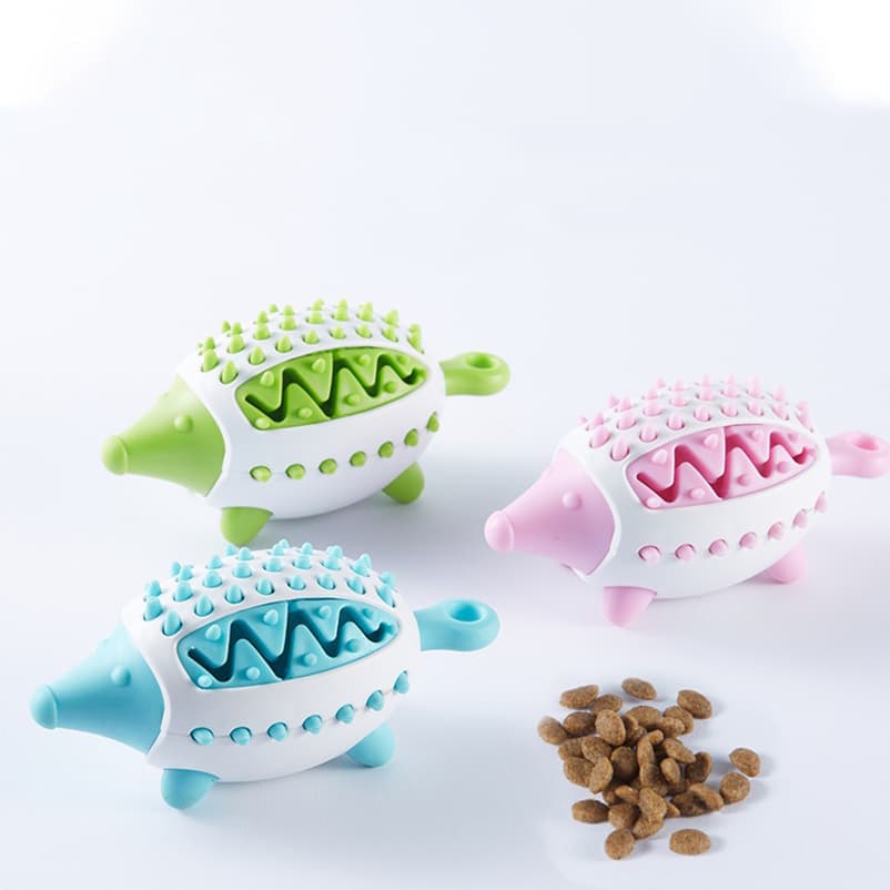 Brinquedo Interativo para Cachorro em Forma de Ouriço, Comedouro Lento com Vazamento de Ração, Borracha para Limpeza dos