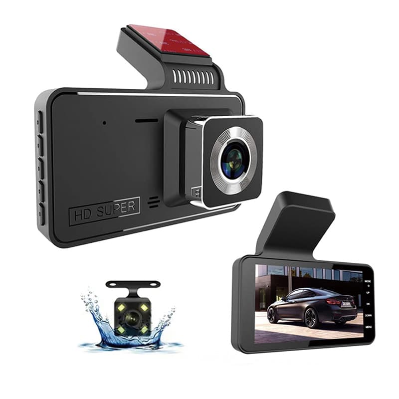 Câmera Veicular Saimili 1080p, DVR 4, Lente Dupla, Frontal e Traseira, Detecção de Movimento, Caixa Escondida