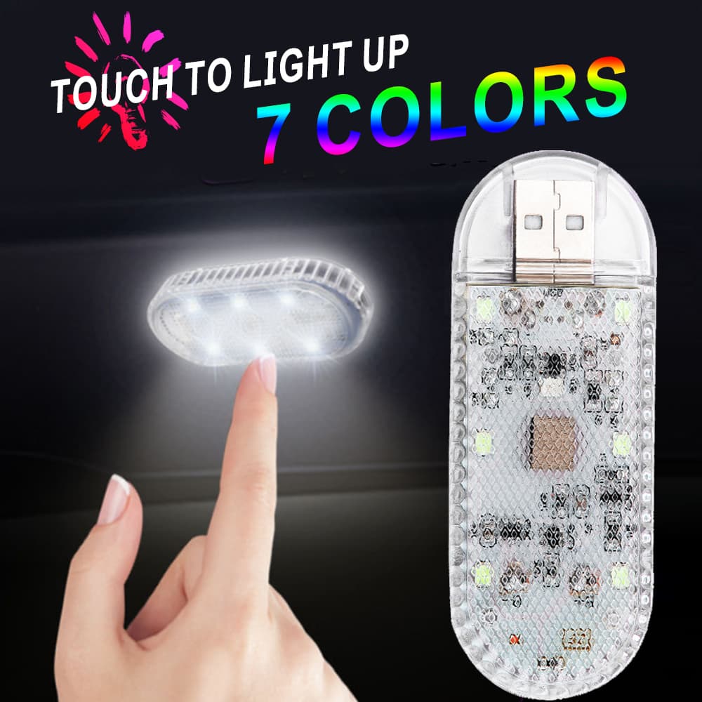 6 LED Touch Lamp para Carro, Luz Interna Recarregável para Cúpula, Lâmpada de Teto Leitura, Mini Luz USB para