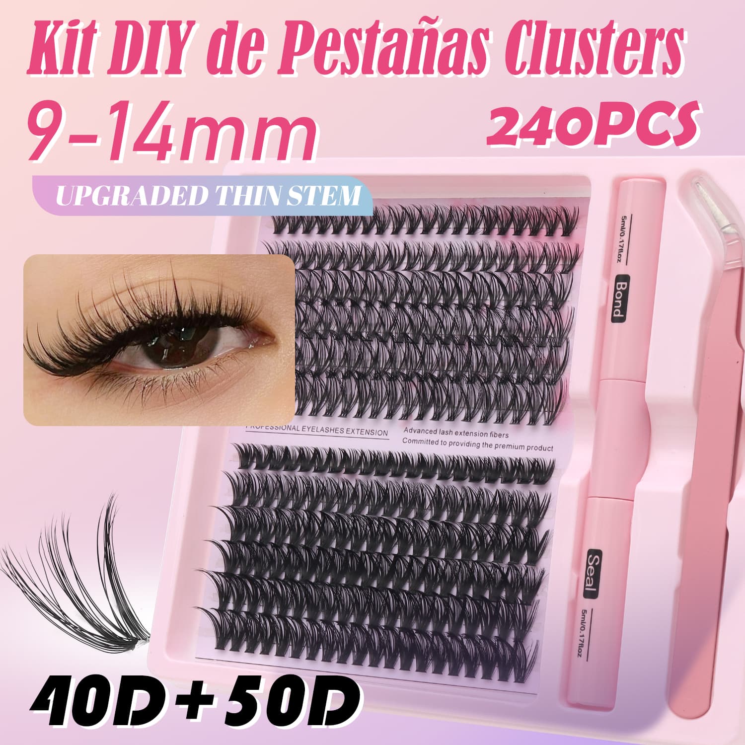 Kit de Cílios em Cílios Postiços Individuais 240Pçs Wispy Volume Completo Cílios Postiços 3D de Luxo com