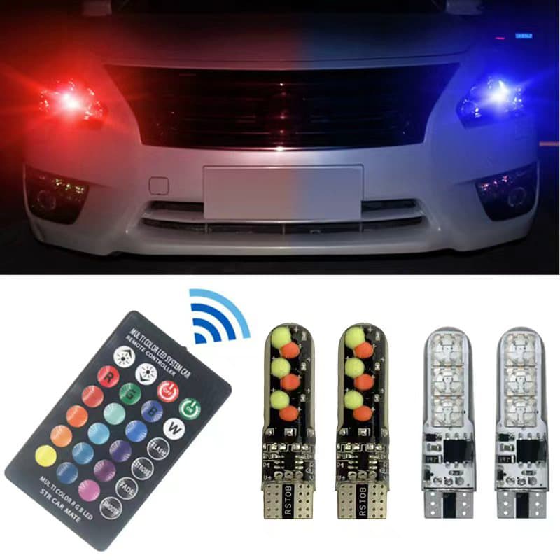 12V T10 LED Luz De Leitura Cúpula Do Carro W5W 194 168 5050 SMD RGB Cunha Lâmpada Largura Com Controle Remoto