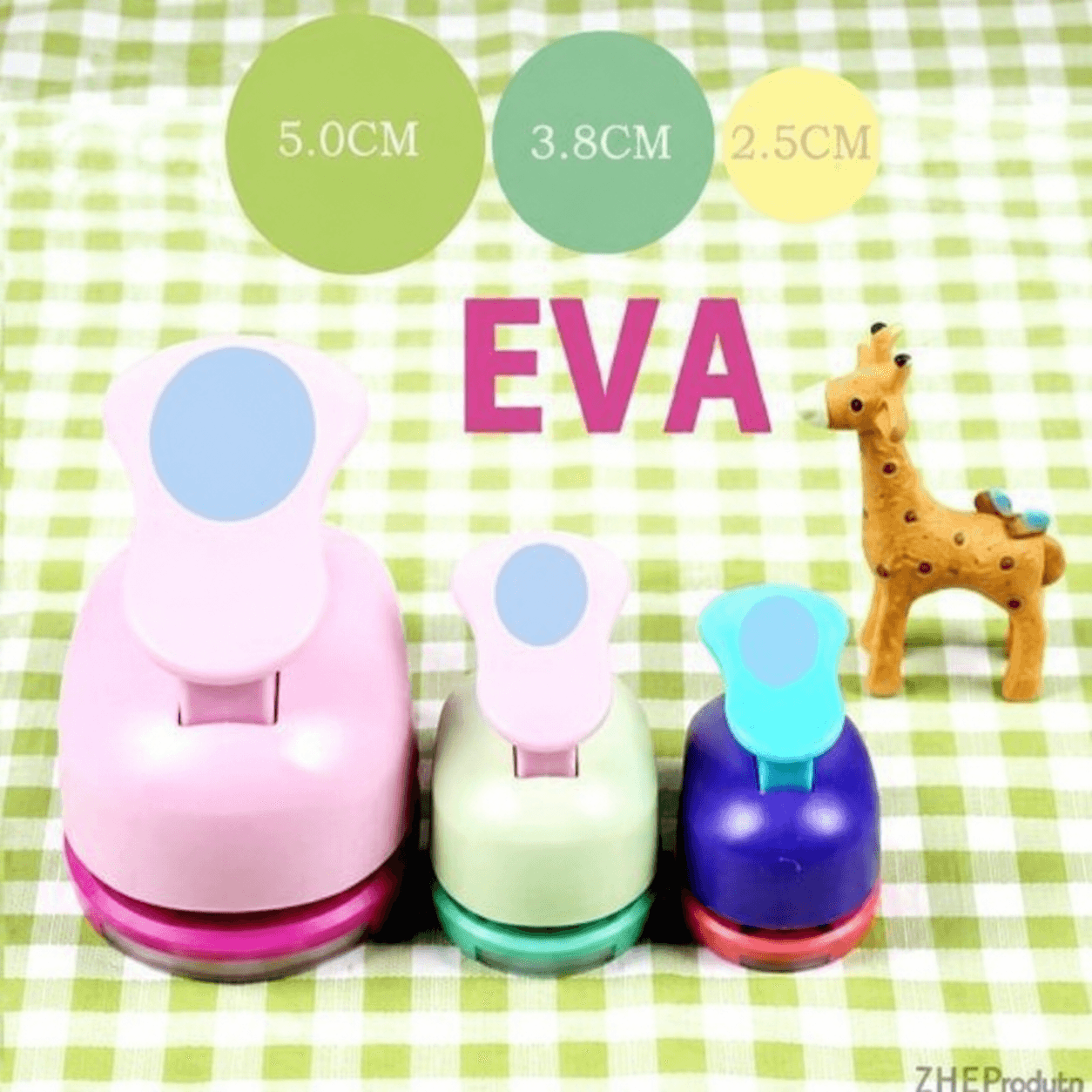 Conjunto Furador Redondo 3 peças: 5cm/3,8cm/2,5cm, para papel e EVA, ideal para scrapbooking, cartões, embalagens e