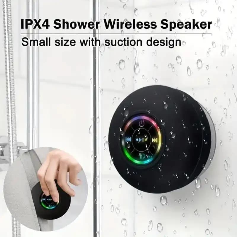 Mini Caixa de Som Bluetooth à Prova d’Água com LED, Portátil IPX4, Chamadas Mãos Livres, Recarga Micro USB, Estéreo
