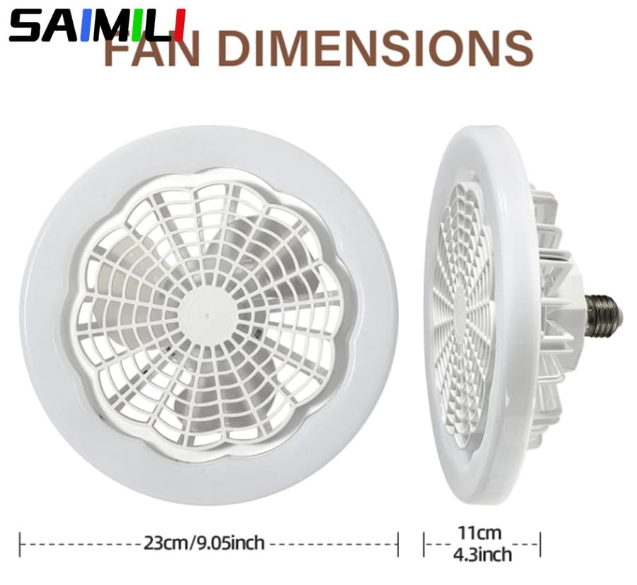 SAIMILI Ventilador De Teto Inteligente 3 Em 1 Com Lâmpada De Iluminação Controle Remoto Base E27 Para Quarto E Sala De E