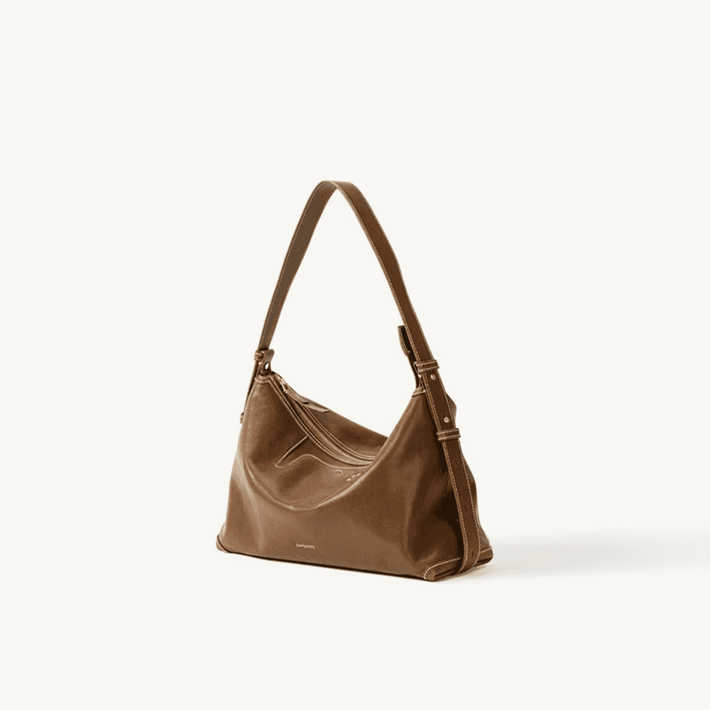 Bolsa Hobo Feminina de Couro Vintage - Bolsa Tiracolo Casual de Grande Capacidade, Tote debaixo do Braço, Bolsa do Dia a