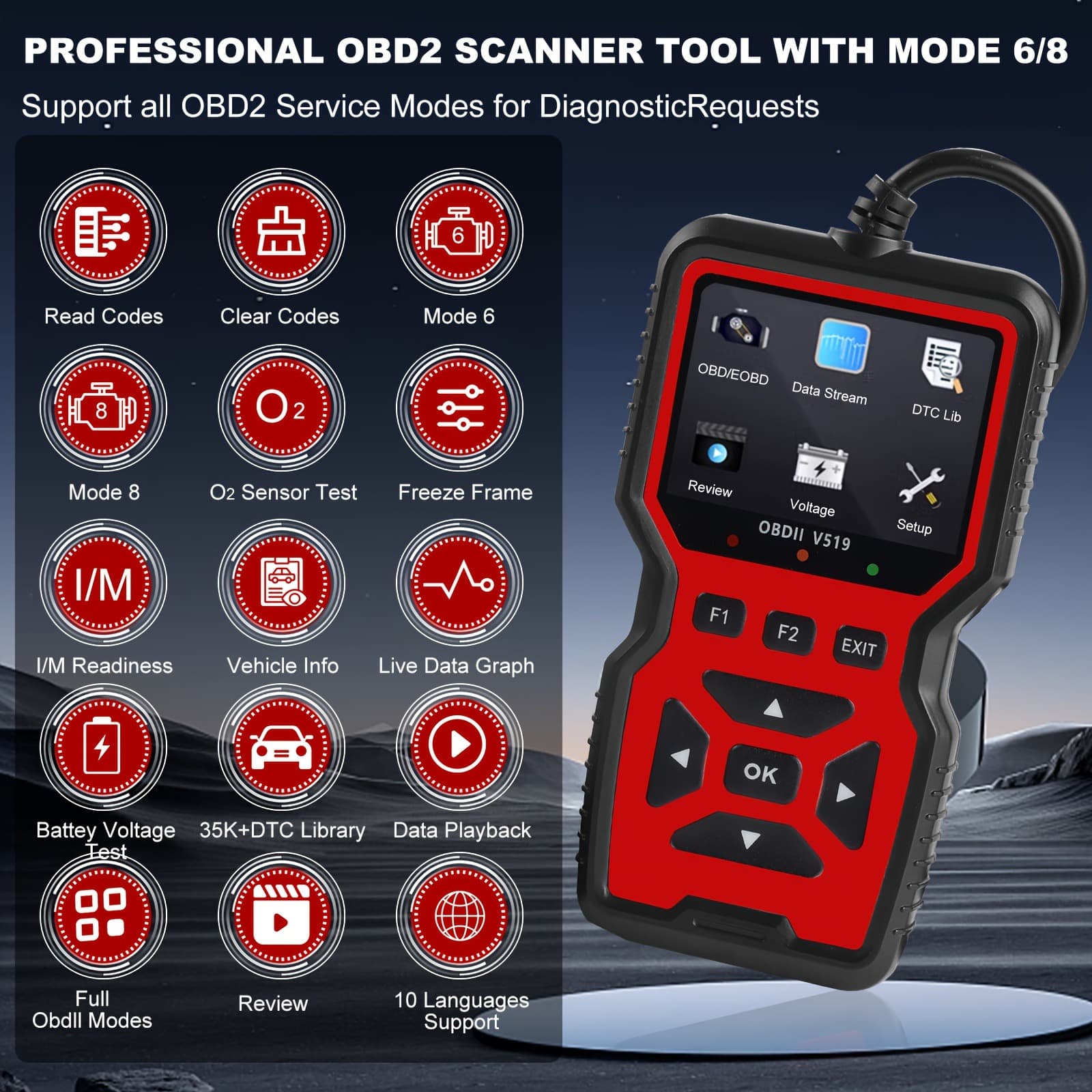 Leitor De Código De Falha Do Motor Da Ferramenta De Diagnóstico Scanner De Carro OBD2