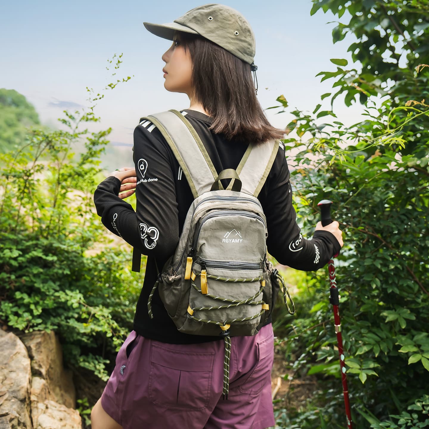 Mochila de Trilha Mini Leve, Moderna e Fofa, com Elástico, Cordão, Nylon Impermeável, Alça de Malha Respirável, para