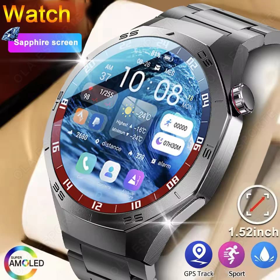 Relógio 5 Pro Safira Tela AMOLED GPS Smartwatch Inteligente Clássico Masculino À Prova Dwaterproof Água Bluetooth Chamad