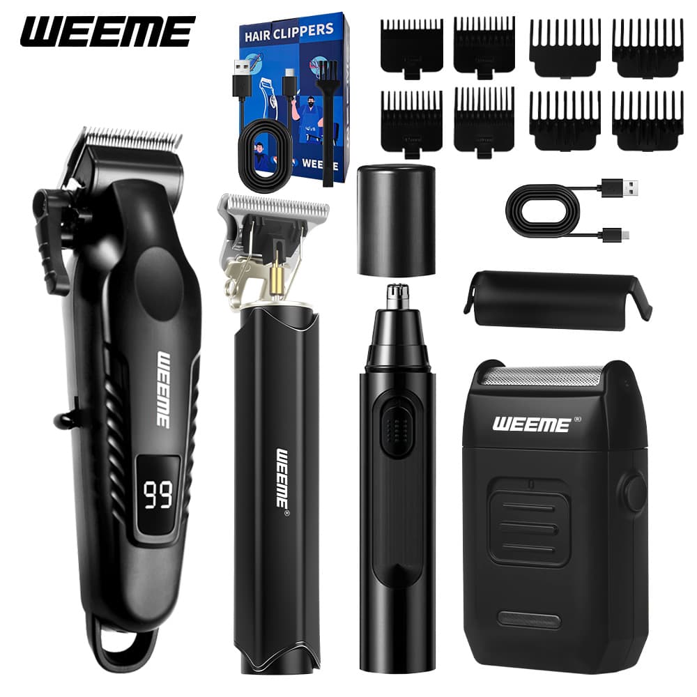 Conjunto de cuidados capilares elétricos WEEME para homens - Ferramenta de barbear elétrica, barbeador elétrico,