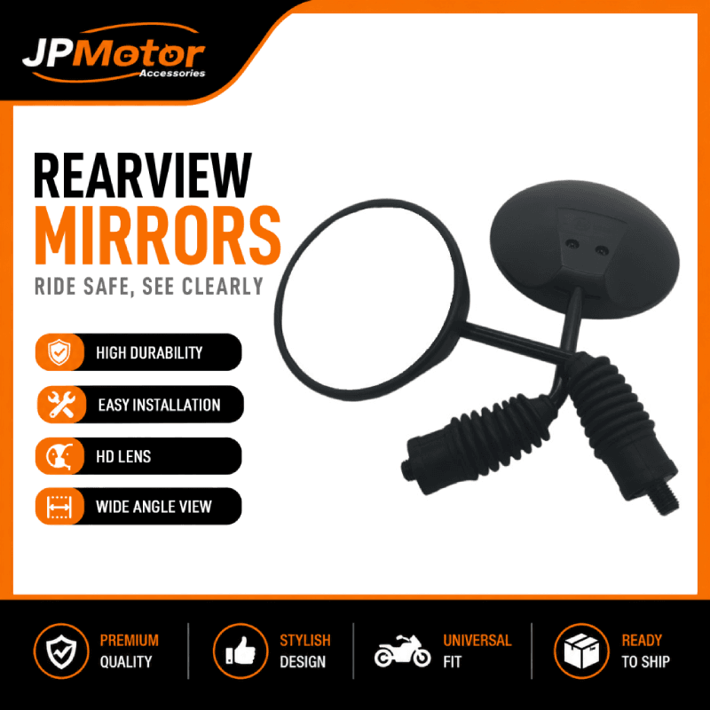 Espelhos Retrovisores Universais para Motocicletas 10MM Espelhos Laterais HD para Scooter, E-Bike, ATV, Moto de Trilha