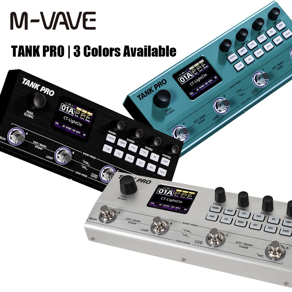 Processador de efeitos múltiplus para guitarra M‐VAVE TANK PRO, 120 presets, 90 modelos de amplificadores + 90 modelos