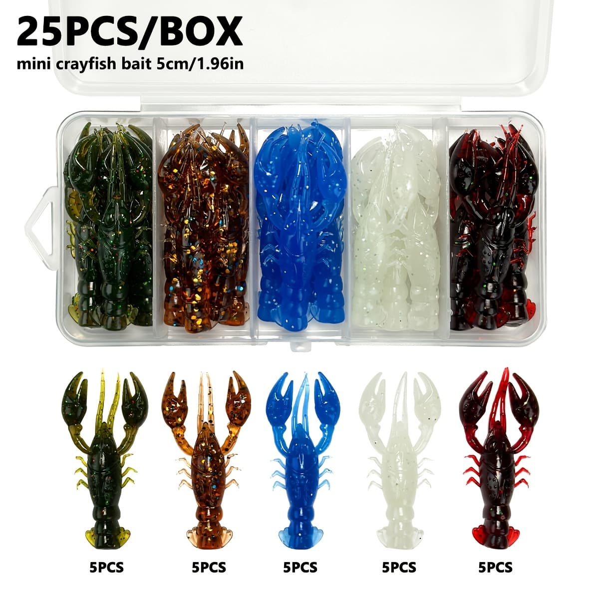 Isca Artificial de Caranguejo 25 Peças 1,96 pol. 2,3 g Isca de Silicone para Pesca de Camarão Caranguejo Isca de Água