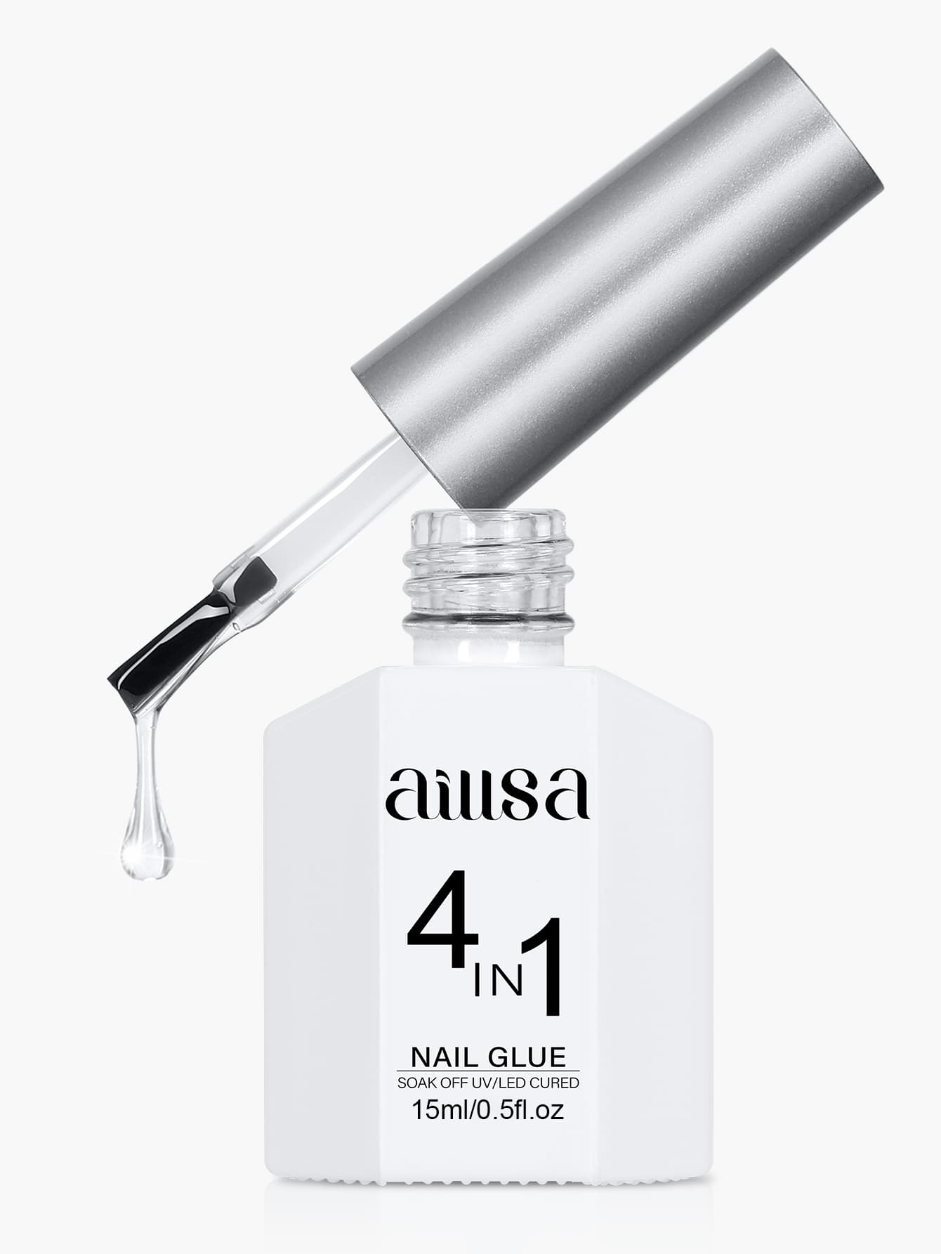 AILLSA Gel Nail Glue para Unhas de Acrílico, Cola de Gel Super Forte 4 em 1 para Pontas de Unhas Falsas, Cola para
