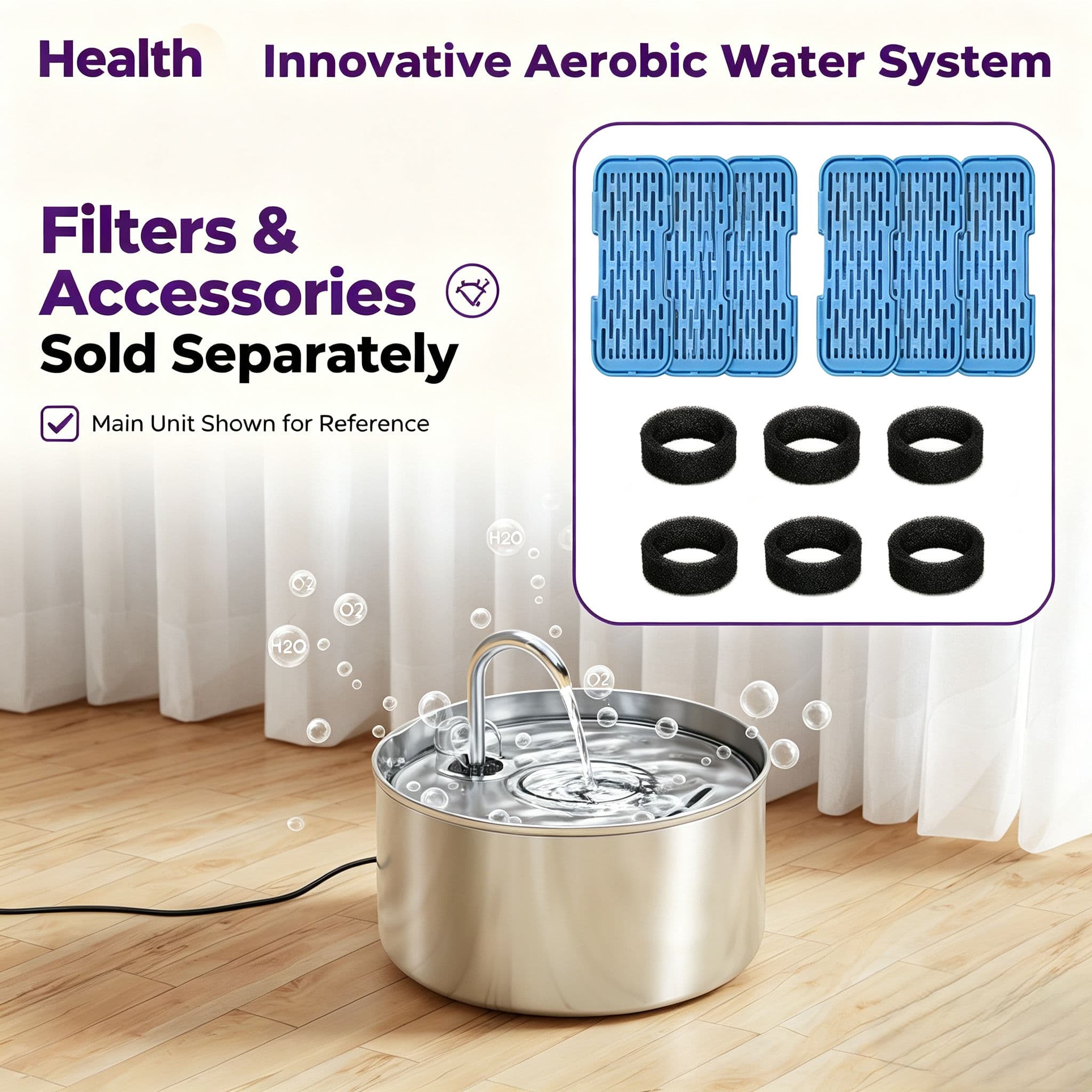 Elemento Automático De Dispensador/Filtros De Água Para Animais De Estimação , Filtro Higiênico De Fonte Gatos De Aço In