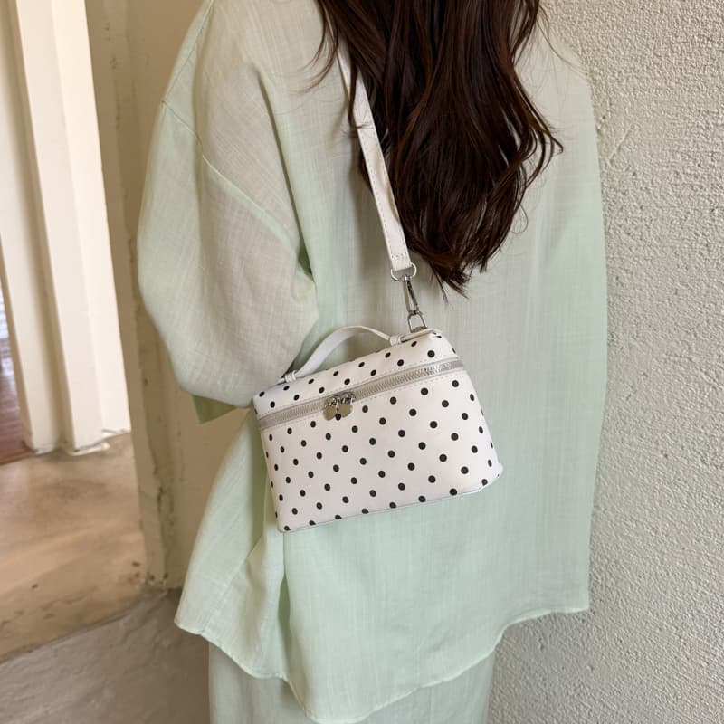 Bolsa tiracolo com caixa de bolinhas feminina, mini bolsa de mão com alça ajustável e removível, bolsa de maquiagem para