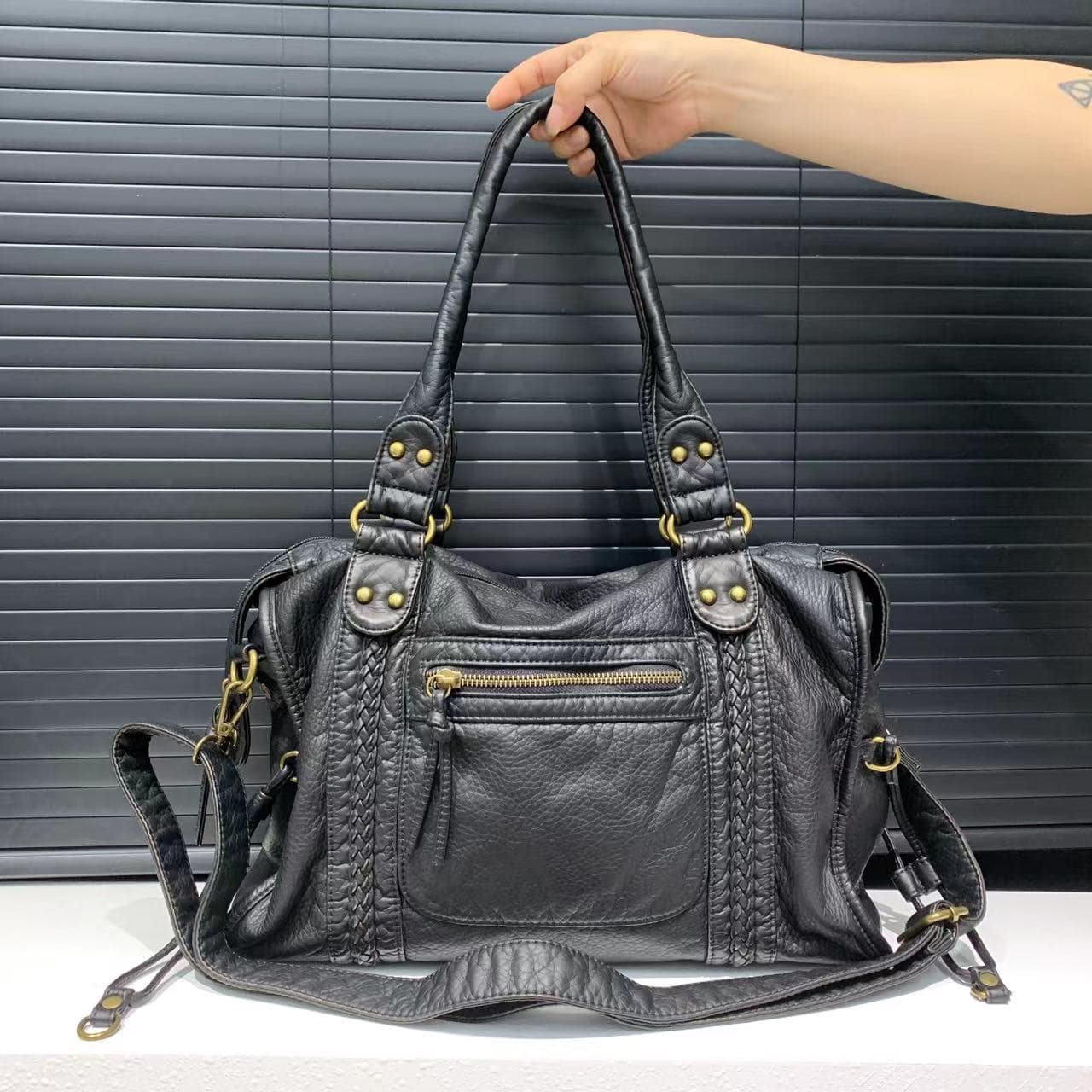 Bolsa retrô de couro macio, bolsa tiracolo de grande capacidade, de ombro Y2K, bolsa de motocicleta