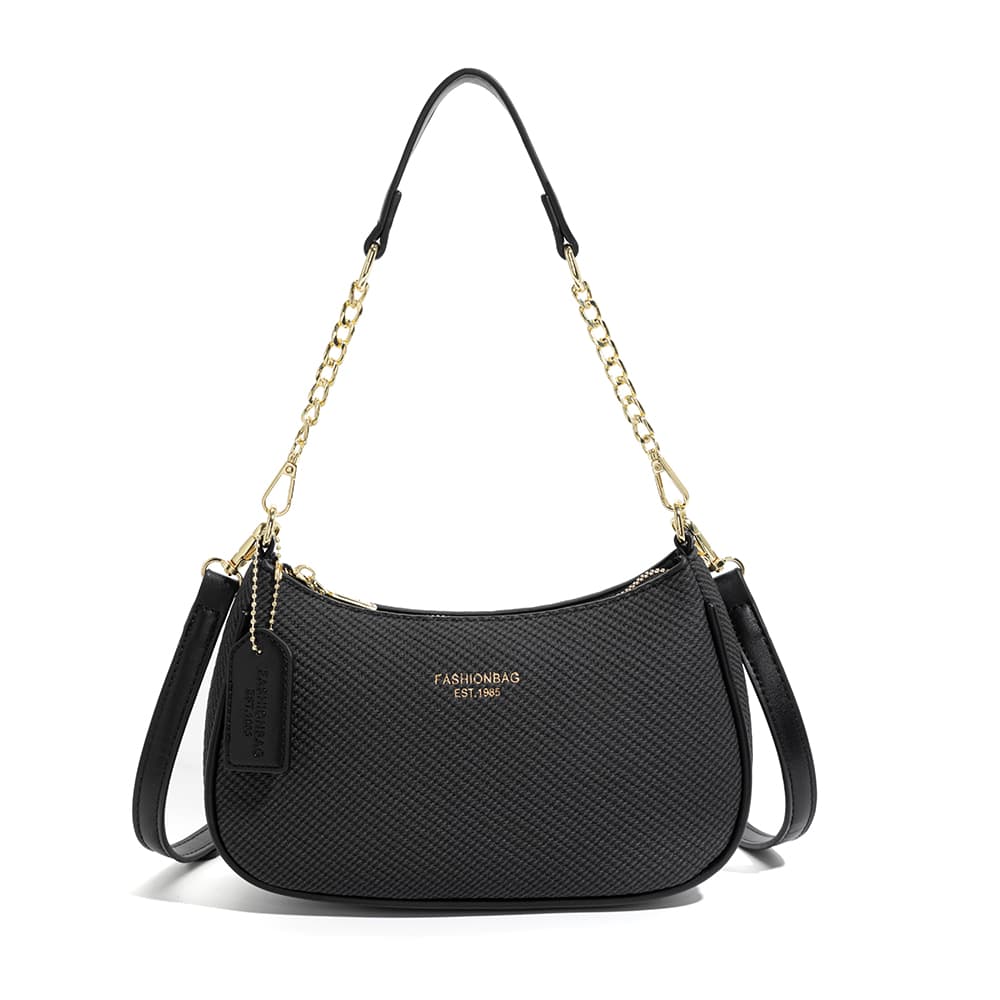 Bolsa hobo clássica feminina com corrente. Bolsa meia-lua da moda, alça multiuso. Bolsa tiracolo transversal para uso