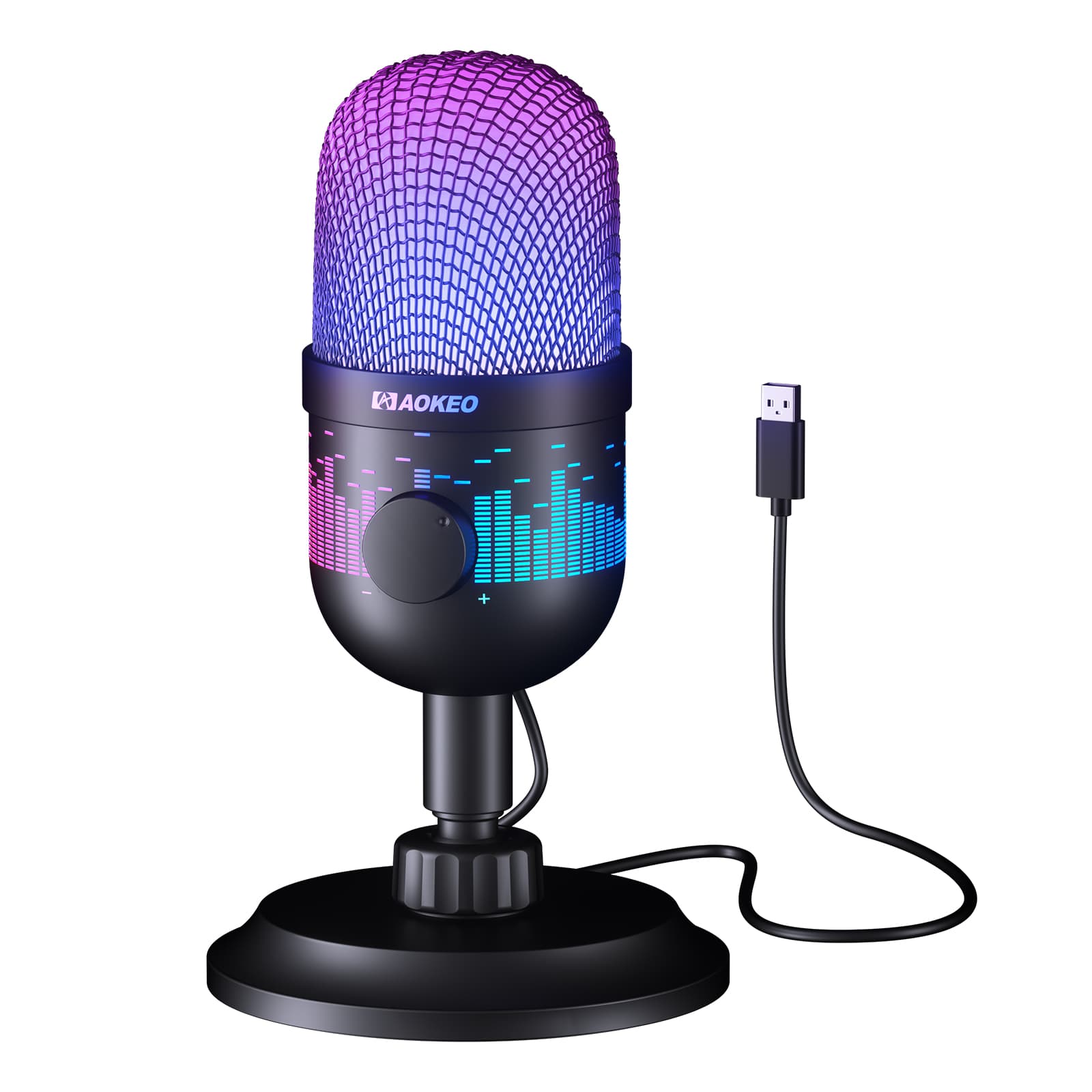 Microfone de Jogos Aokeo, Microfone para PC e Mac, PS4/5, Microfone Condensador para Podcast em Estúdio, para Streaming