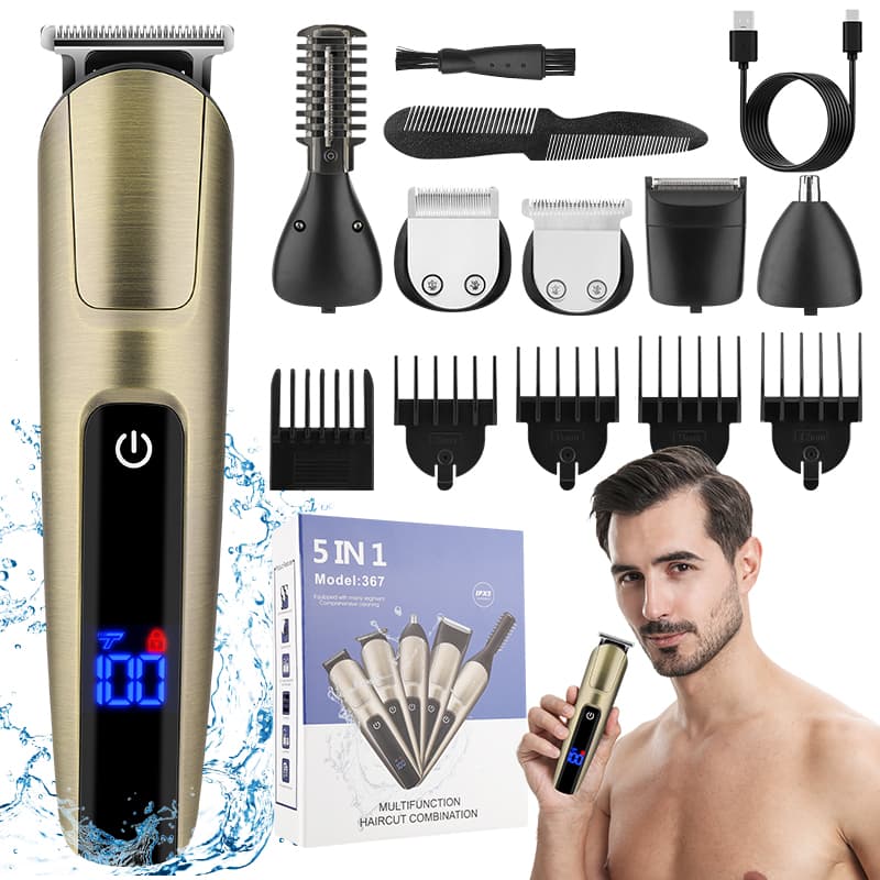 Aparelho de barbear e aparador de pelos masculino 5 em 1: cortador de cabelo, barbeador, aparador de pelos do corpo,