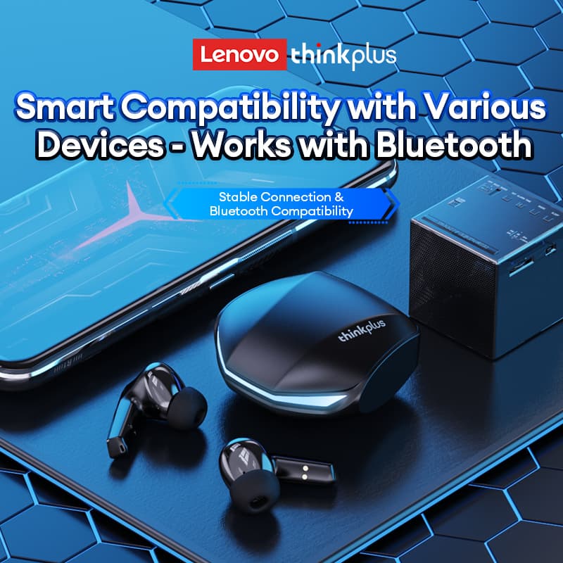 Fones de Ouvido Bluetooth Lenovo GM2 PRO para Jogos, Versão 5.4, Latência Ultrabaixa, Fones Intra-Auriculares Estéreo