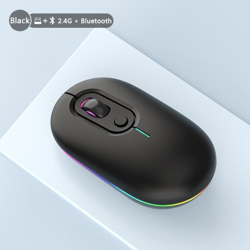 Mouse sem fio para notebook PC Bluetooth RGB Recarregável Mouses Computador silencioso LED retroiluminado Ergonômico