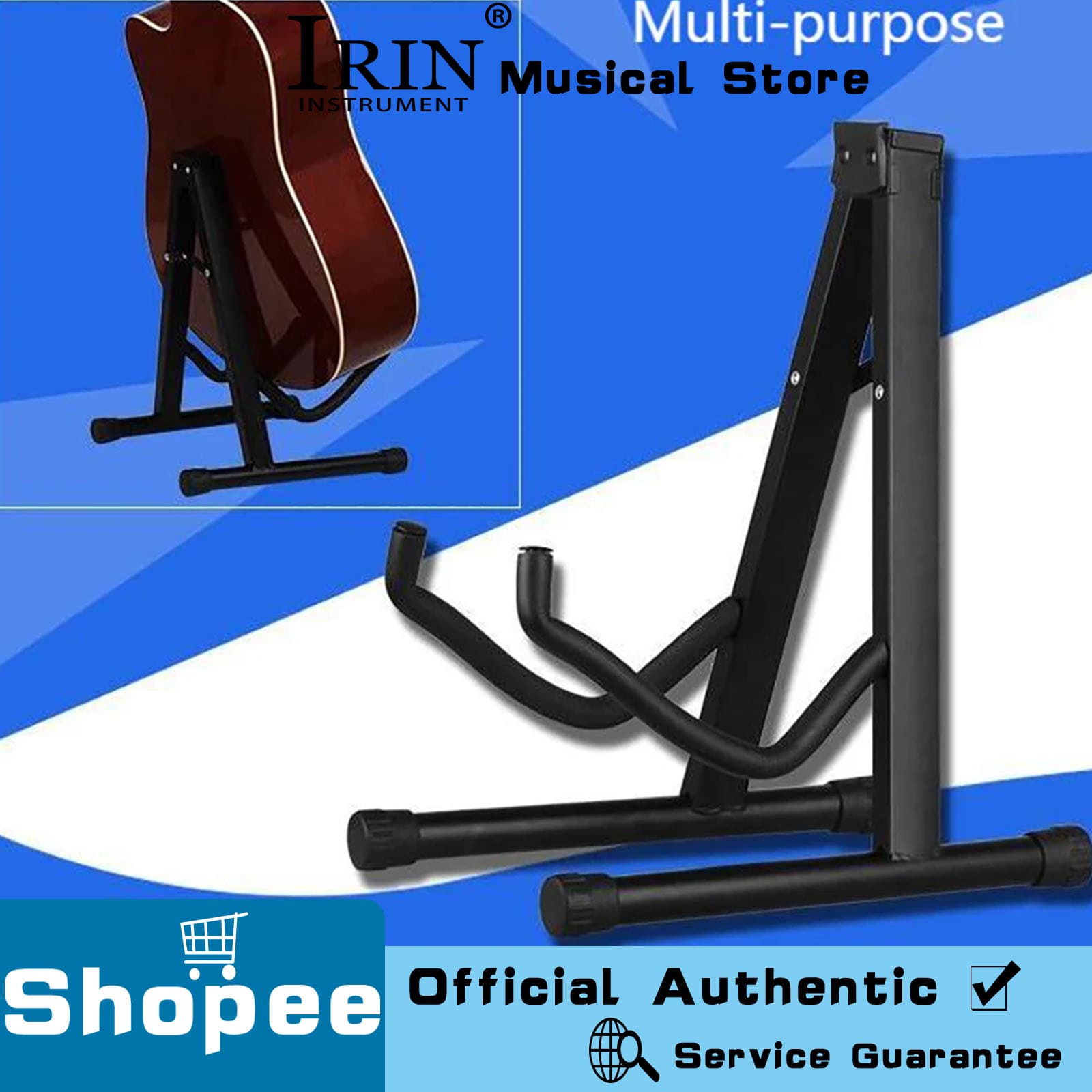 IRIN Suporte Portátil de Violão para Instrumentos Musicais, Suporte Dobrável Tripé Resistente e Estável para Peças de