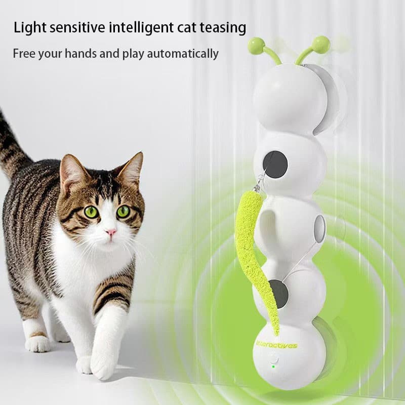 Brinquedo Interativo Do Teaser Gato , Varinha Inteligente Da Lagarta Sensor De Luz Com Ventosa Para Gatos Internos