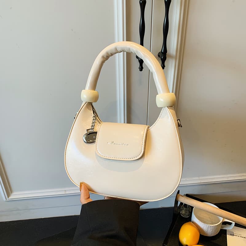 Bolsa Crescente de PU Encerado Brilhante | Bolsa Tiracolo com Alça Acolchoada e Relevo de Letras | Bolsa Estilo Menina