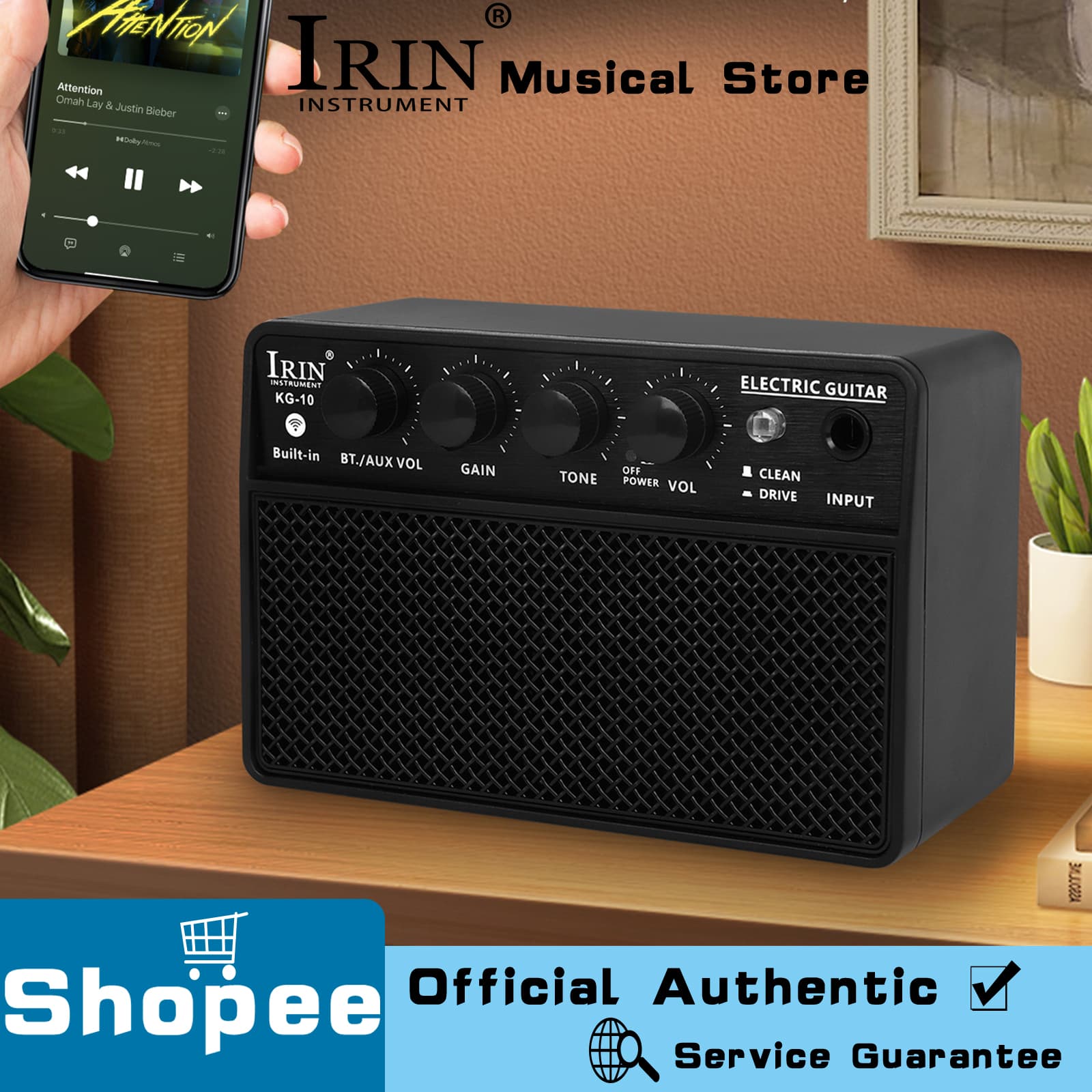 IRIN KG 10 Amplificador De Baixo Para Guitarra Elétrica Alto-Falante Bluetooth ABS Portátil Com Efeitos Presente De Dese