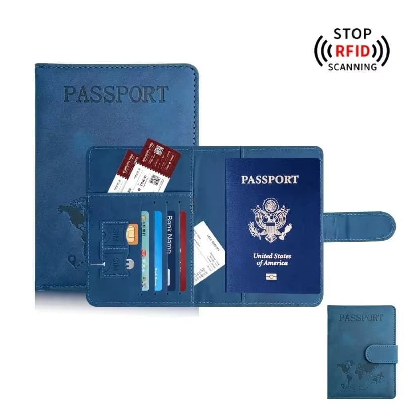 Porta-passaporte com bloqueio de RFID para homens e mulheres - Capa essencial para carteira de viagem