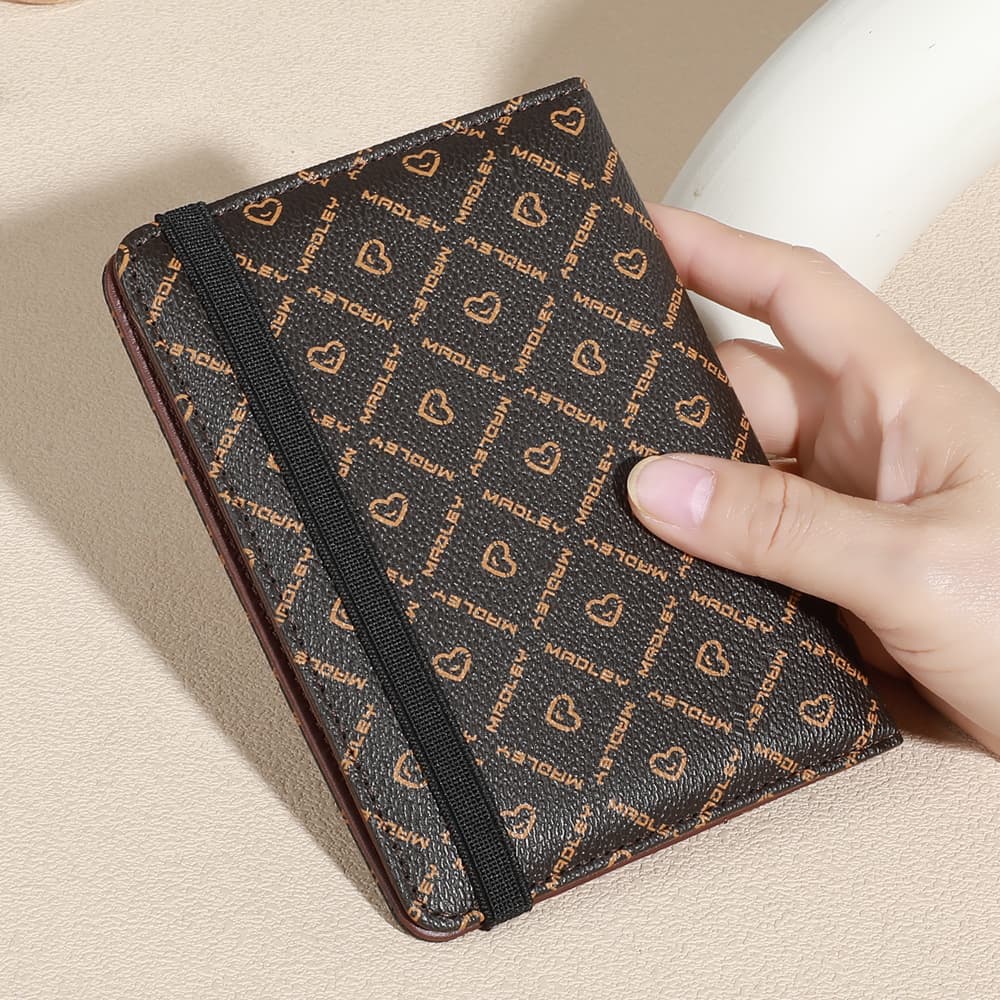 Porta-passaporte feminino com bloqueio RFID, carteira de passaporte fina, porta-cartões de PU vintage, carteira