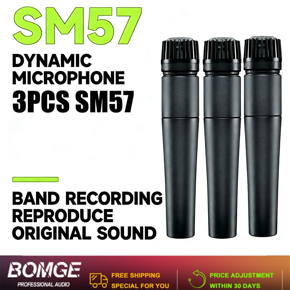 Microfones Dinâmicos De Metal SM57 Microfone Direcional Portátil Clássico De 3 Pacotes Para Studio Stage Pro