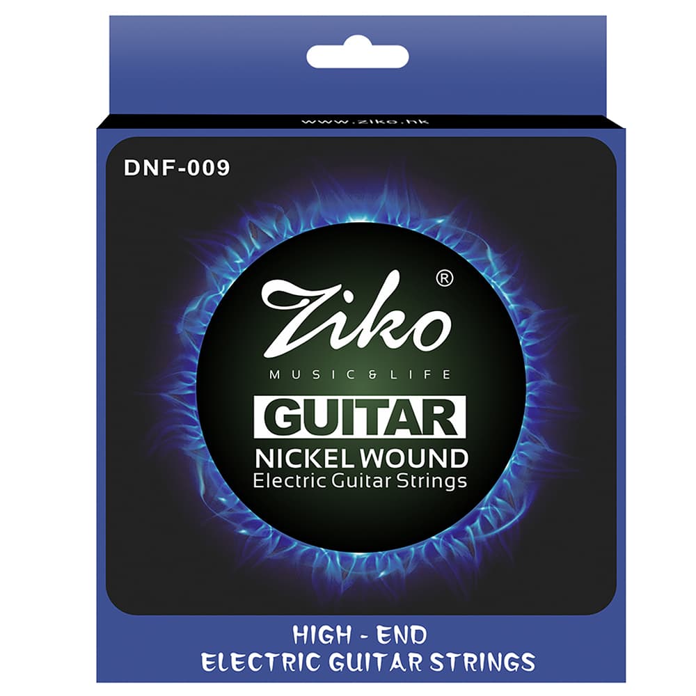 Cordas de Guitarra Elétrica ZIKO DNF-009, enroladas em níquel, núcleo de liga hexagonal
