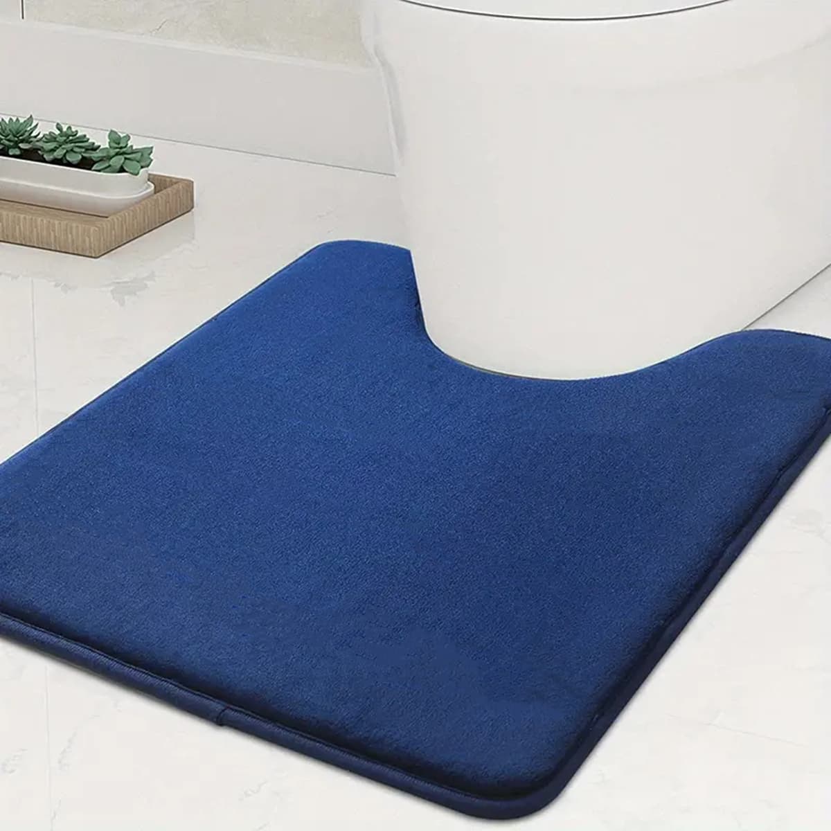 Tapete Antiderrapante De Flanela Em Forma De U De Cor Sólida Para Uso Doméstico , Banheiro Simples