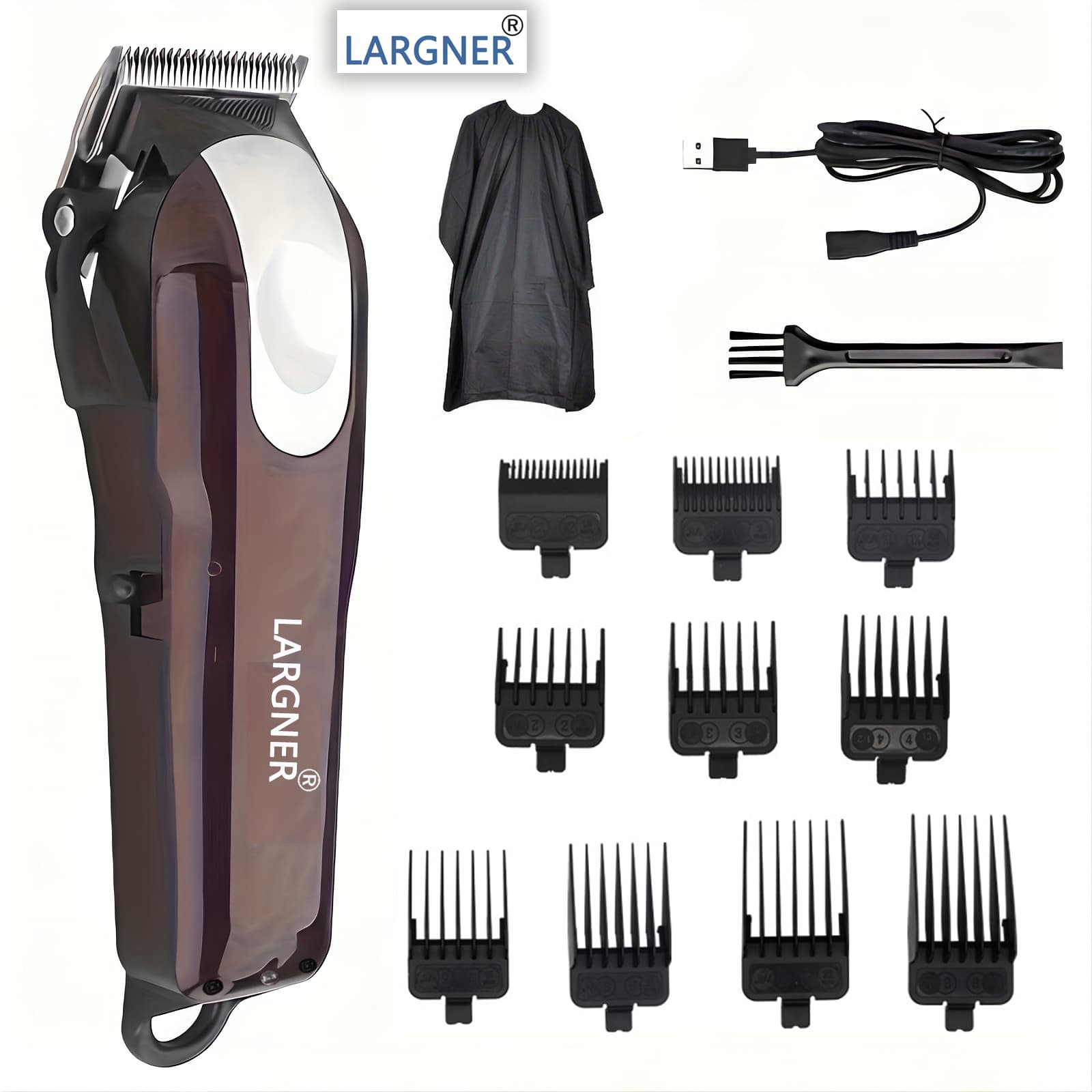 Kit De Corte De Cabelo Automático LARGNER-Com Capa De Barbeiro E Pentes De Limite De Conjunto Completo , De Máquina De C