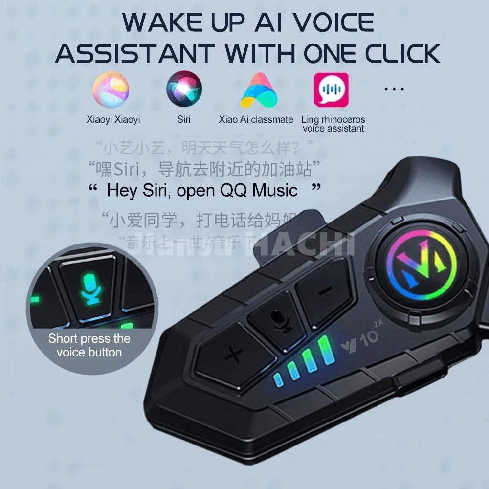 Fones de Ouvido Y10 2x Intercom para Capacete de Moto 300M Intercomunicador Sem Fio 2000Mah Moto Walkie Talkie Microfone