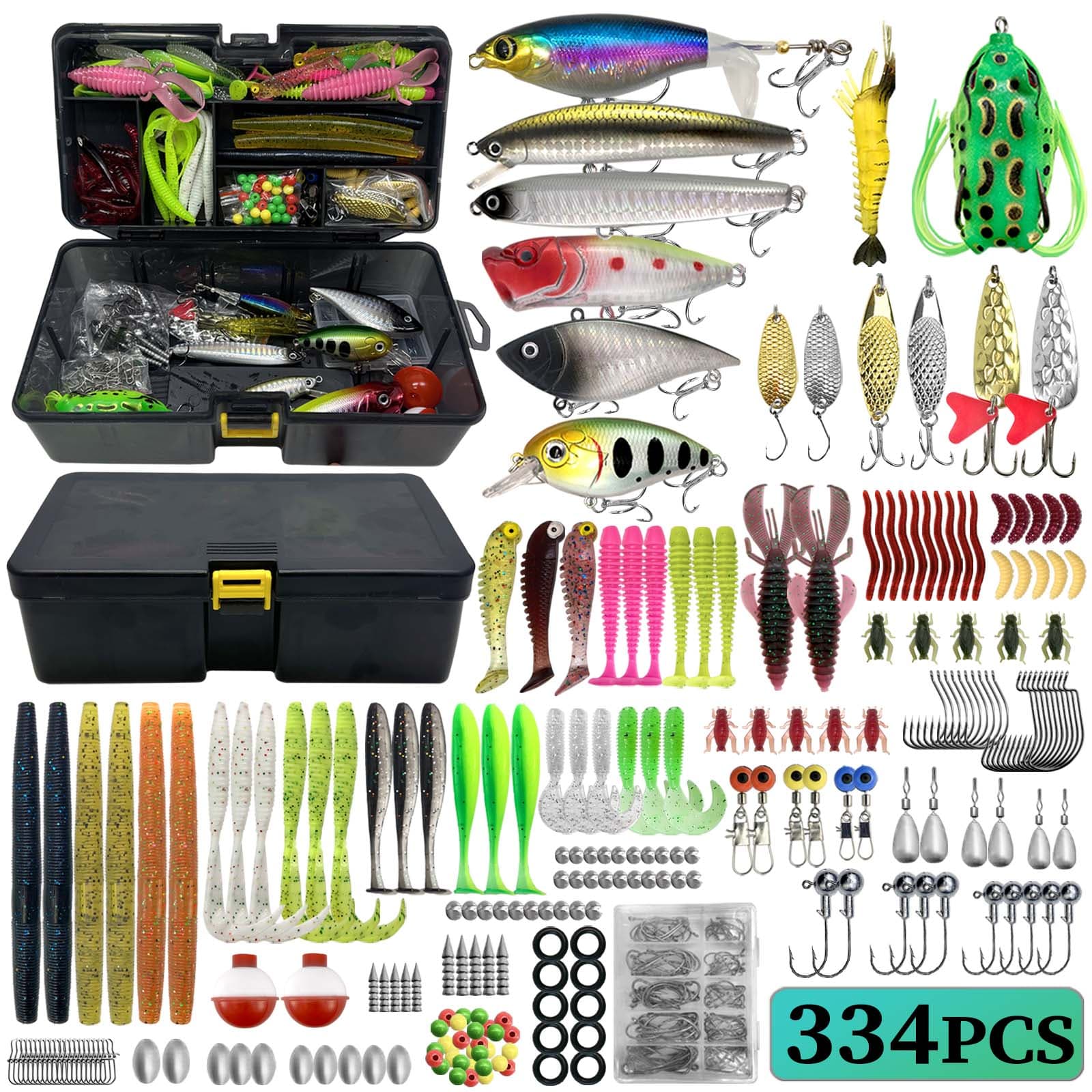 Kit De Isca De Pesca 90-34 Unidades Com Caixa , Inclui Ganchos De Iscas Duras Macias Para Conjunto De Equipamento De Águ