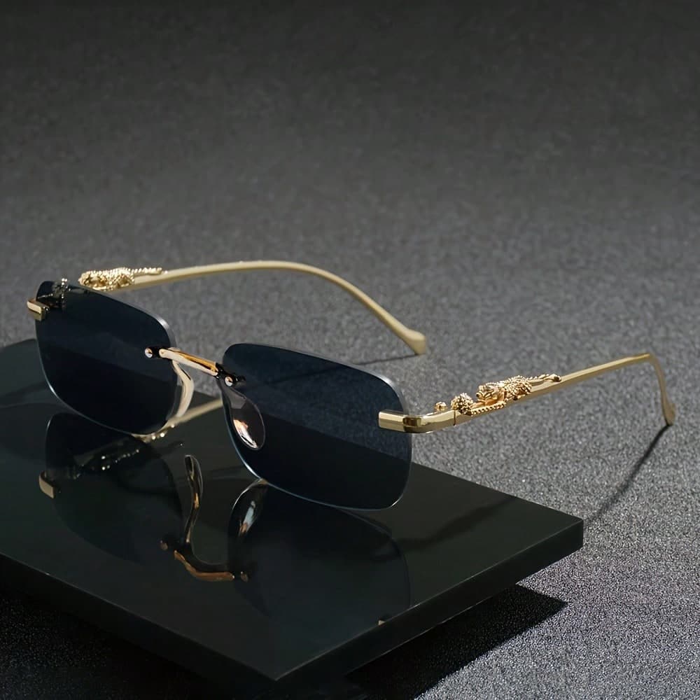 Armação De Metal Óculos Leopardo Impressão Na Moda Masculino Dobradiça Leve Clássico