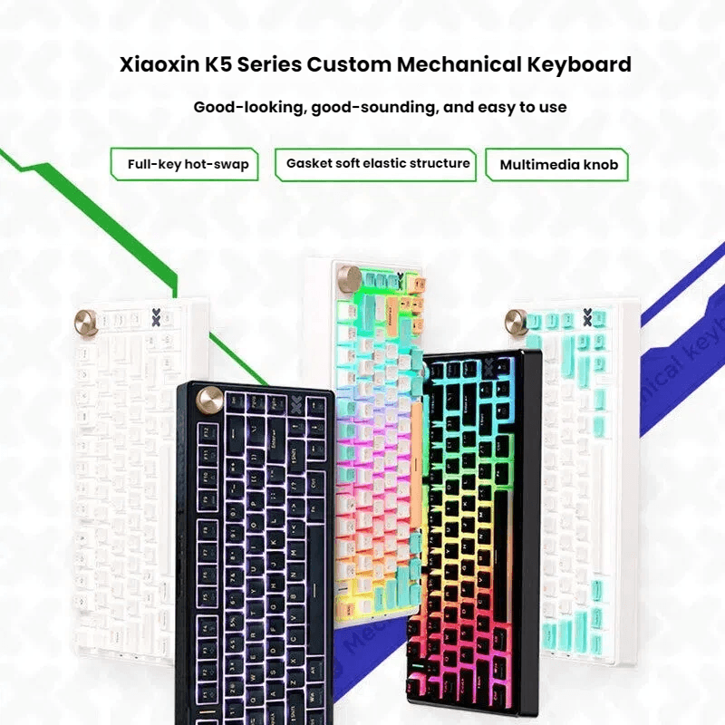 Teclado Mecânico Lenovo Xiaoxin K5, com fio USB-C, teclado gamer com retroiluminação única para notebook, desktop, PC,