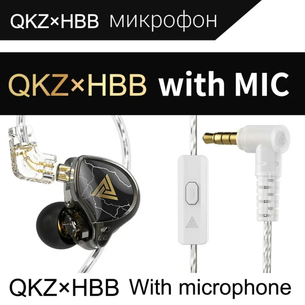 QKZ x HBB Fones de ouvido 1 Grave Dinâmico Fio Intra-auriculares Tunados por HBB HI-FI Monitoramento Auricular Fones