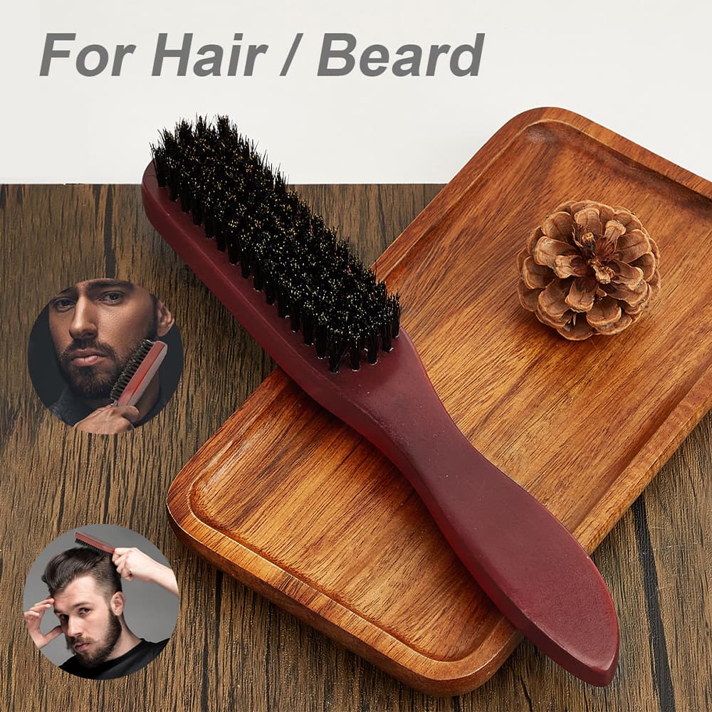 Pente De Barba Profissional Cerdas Macias De Madeira Cabeleireiro Escova De Barbear Conjunto Masculino Com Saco De Prese