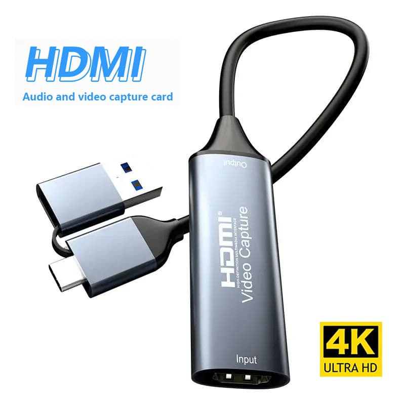 Placa de captura de vídeo de alta definição USB 2.0 Tipo-C para HDMI 4K para jogos e transmissão ao vivo, dispositivo de
