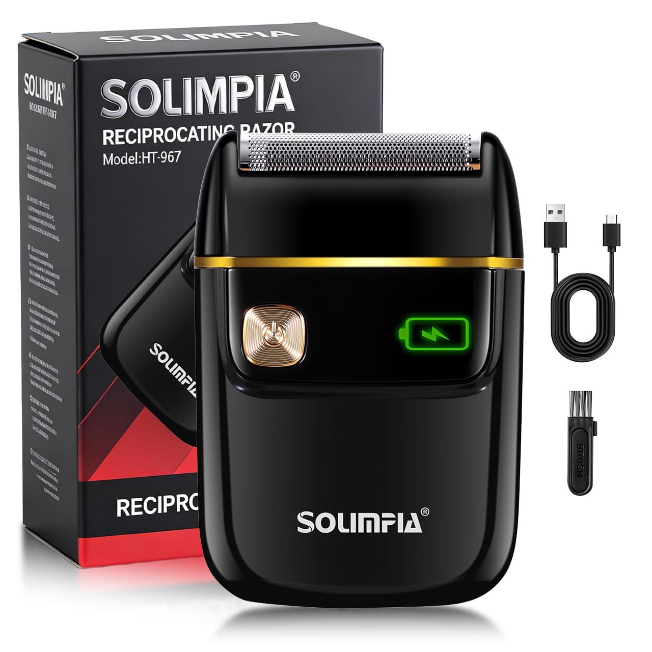 SOLIMPIA Barbeador Elétrico Masculino - Barbeador Elétrico Sem Fio com Lâminas de Precisão, 60 Minutos de Autonomia,